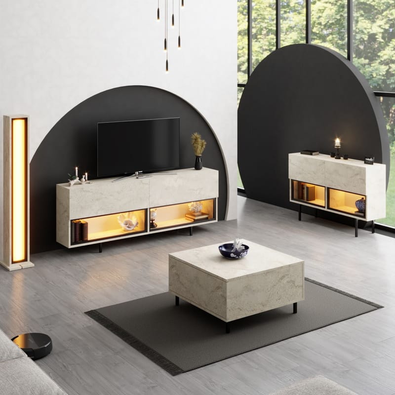 Cielieucel TV-bänk 180 cm - Travertin - Möbler - TV- & Mediamöbler - Mediastativ & väggfäste - Tv-stativ & Tv-väggfäste