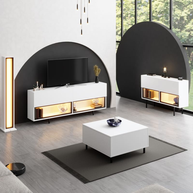 Cielieucel TV-bänk 180 cm - Vit - Möbler - TV- & Mediamöbler - Mediastativ & väggfäste - Tv-stativ & Tv-väggfäste