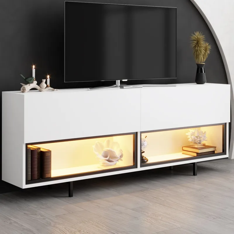 Cielieucel TV-bänk 180 cm - Vit - Möbler - TV- & Mediamöbler - Mediastativ & väggfäste - Tv-stativ & Tv-väggfäste