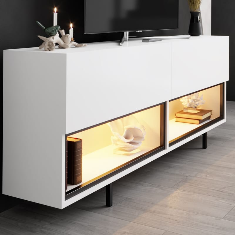 Cielieucel TV-bänk 180 cm - Vit - Möbler - TV- & Mediamöbler - Mediastativ & väggfäste - Tv-stativ & Tv-väggfäste