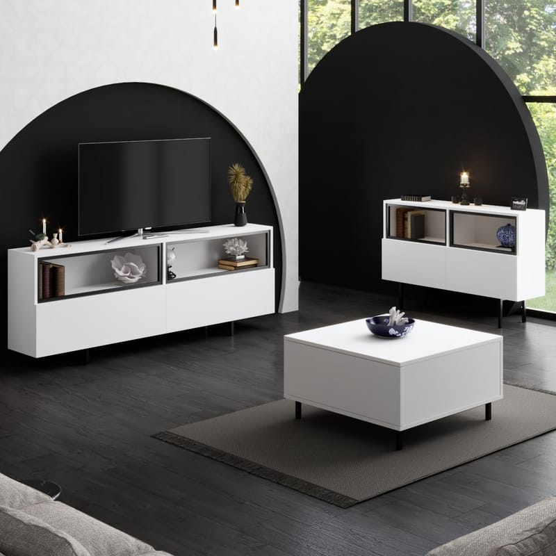 Cielieucel TV-bänk 180 cm - Vit - Möbler - TV- & Mediamöbler - Mediastativ & väggfäste - Tv-stativ & Tv-väggfäste