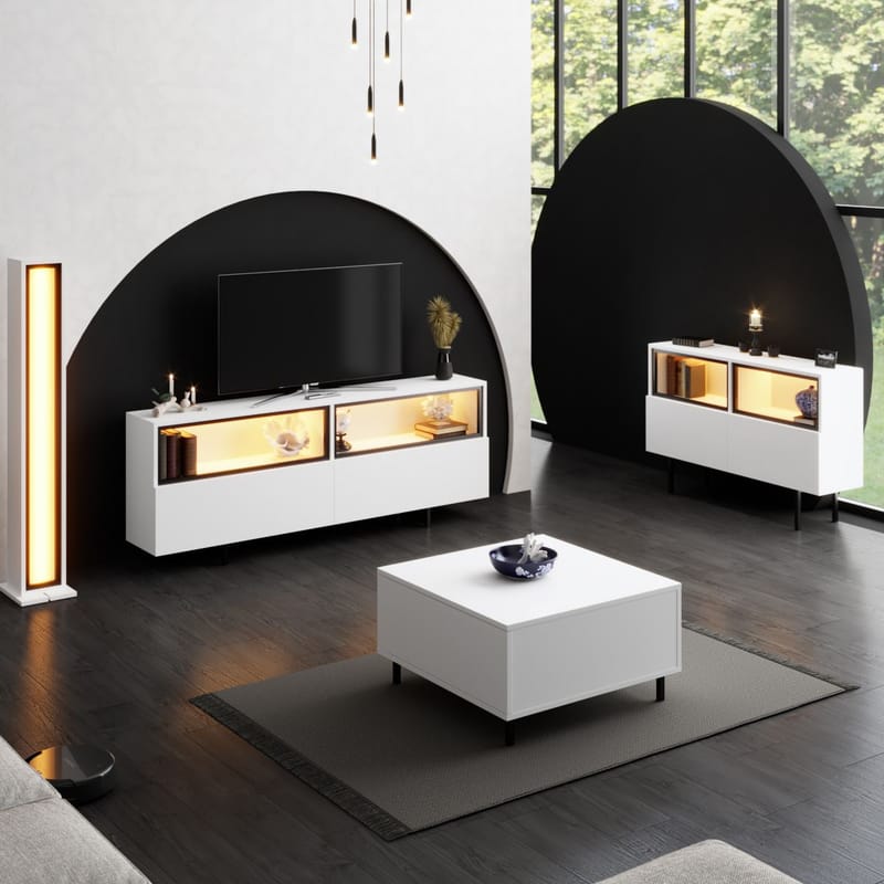 Cielieucel TV-bänk 180 cm - Vit - Möbler - TV- & Mediamöbler - Mediastativ & väggfäste - Tv-stativ & Tv-väggfäste