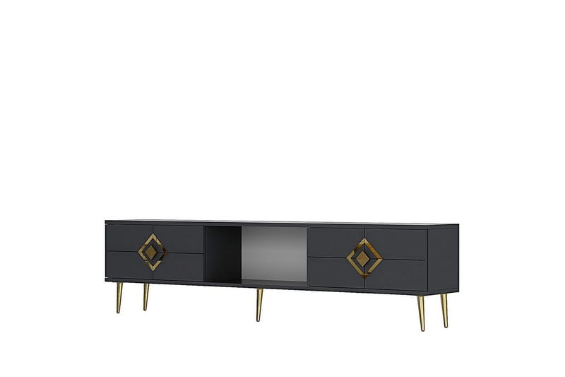 Cleryn Tv-bänk 150 cm, Antracit/Guld