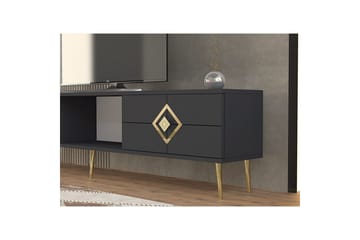 Cleryn Tv-bänk 150 cm - Antracit/Guld - Möbler - TV- & Mediamöbler - TV bänk & mediabänk