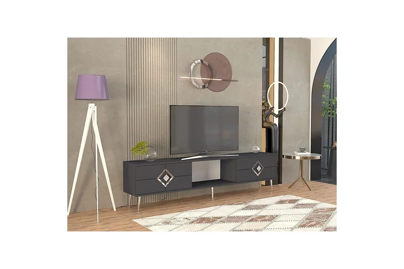 Cleryn Tv-bänk 150 cm - Antracit/Silver - Möbler - TV- & Mediamöbler - TV bänk & mediabänk