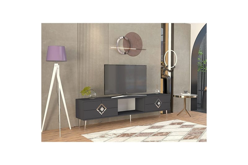Cleryn Tv-bänk 150 cm - Antracit/Silver - Möbler - TV- & Mediamöbler - TV bänk & mediabänk