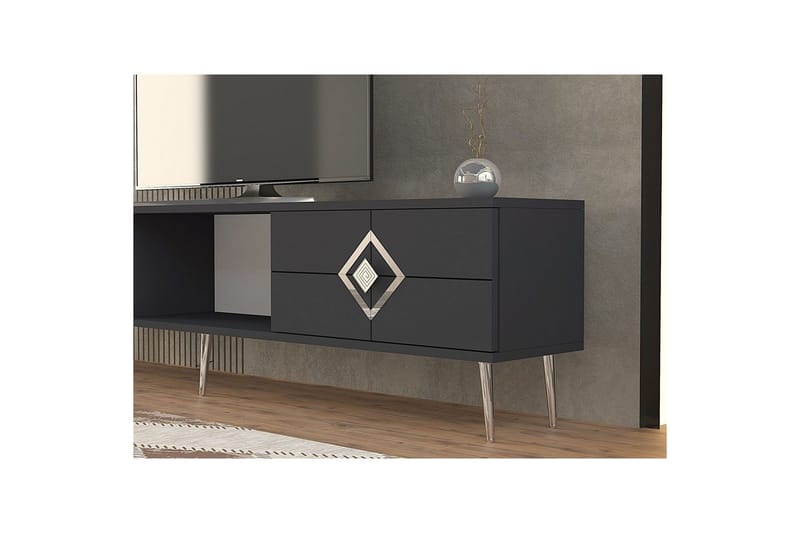 Cleryn Tv-bänk 150 cm - Antracit/Silver - Möbler - TV- & Mediamöbler - TV bänk & mediabänk