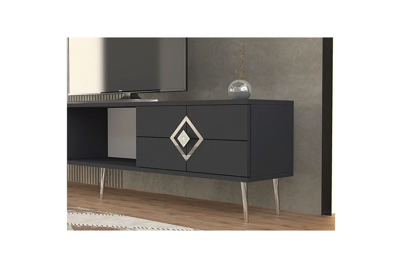 Cleryn Tv-bänk 150 cm - Antracit/Silver - Möbler - TV- & Mediamöbler - TV bänk & mediabänk