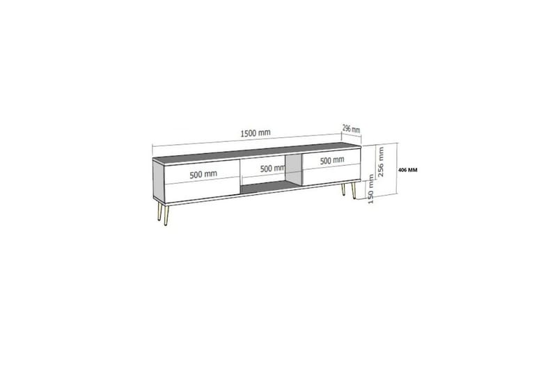 Cleryn Tv-bänk 150 cm - Vit/Silver - Möbler - TV- & Mediamöbler - TV bänk & mediabänk
