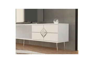 Cleryn Tv-bänk 150 cm - Vit/Silver - Möbler - TV- & Mediamöbler - TV bänk & mediabänk