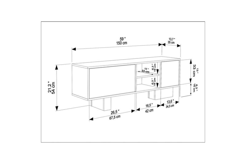 Dargaville Tv-bänk 150 cm - Svart/Brun - Möbler - TV- & Mediamöbler - TV bänk & mediabänk