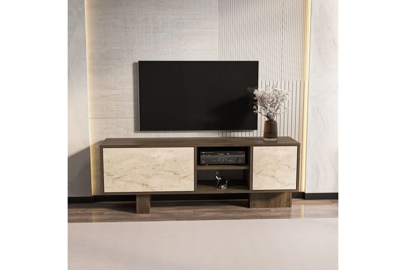 Dargaville Tv-bänk 150 cm - Valnöt/Travertine - Möbler - TV- & Mediamöbler - TV bänk & mediabänk