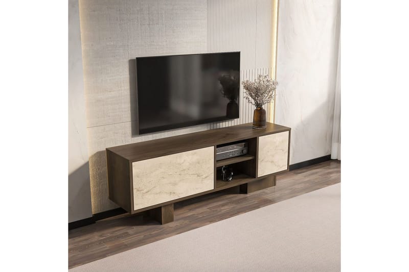 Dargaville Tv-bänk 150 cm - Valnöt/Travertine - Möbler - TV- & Mediamöbler - TV bänk & mediabänk