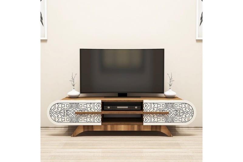 Defneia Tv-bänk 145 cm - Valnöt/Cream - Möbler - TV- & Mediamöbler - TV bänk & mediabänk