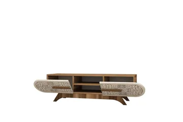 Defneia Tv-bänk 145 cm - Valnöt/Cream - Möbler - TV- & Mediamöbler - TV bänk & mediabänk