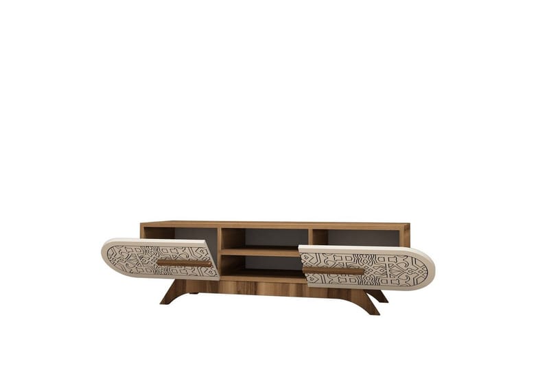 Defneia Tv-bänk 145 cm - Valnöt/Cream - Möbler - TV- & Mediamöbler - TV bänk & mediabänk