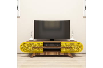 Defneia Tv-bänk 145 cm - Valnöt/Gul - Möbler - TV- & Mediamöbler - TV bänk & mediabänk