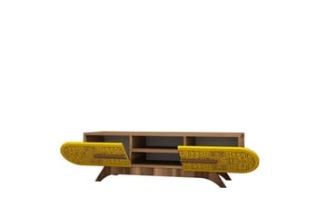 Defneia Tv-bänk 145 cm - Valnöt/Gul - Möbler - TV- & Mediamöbler - TV bänk & mediabänk