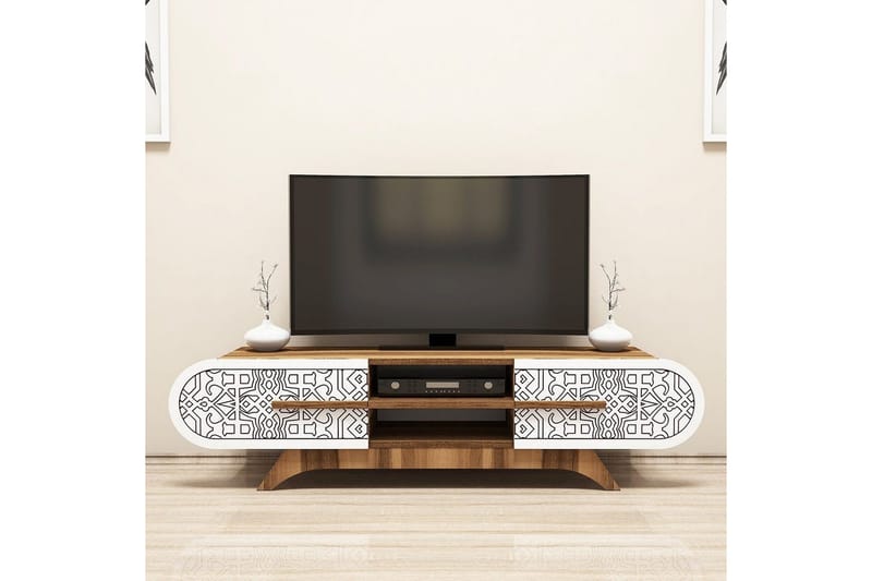 Defneia Tv-bänk 145 cm - Vit/Natur - Möbler - TV- & Mediamöbler - TV bänk & mediabänk
