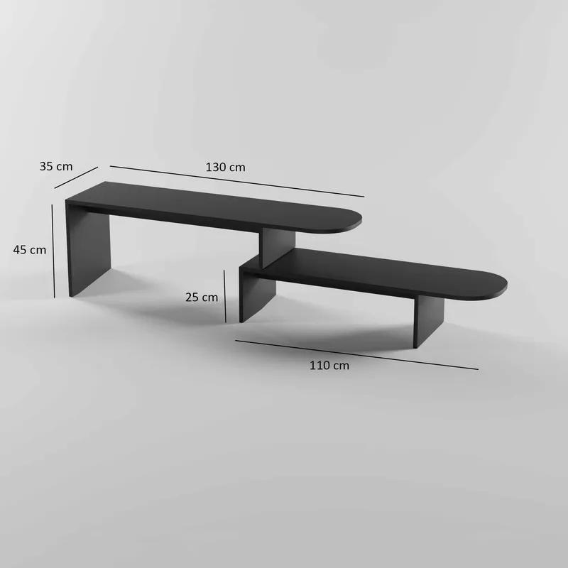 Deliones Tv-bänk 130 cm - Svart - Möbler - TV- & Mediamöbler - Mediastativ & väggfäste - Tv-stativ & Tv-väggfäste