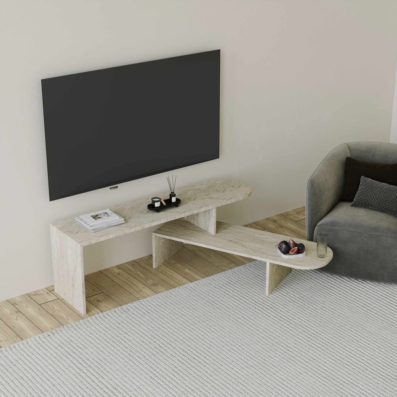 Deliones Tv-bänk 130 cm - Travertin - Möbler - TV- & Mediamöbler - Mediastativ & väggfäste - Tv-stativ & Tv-väggfäste