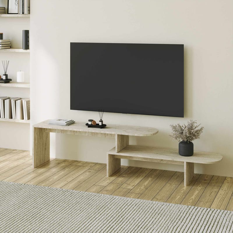 Deliones Tv-bänk 130 cm - Travertin - Möbler - TV- & Mediamöbler - Mediastativ & väggfäste - Tv-stativ & Tv-väggfäste