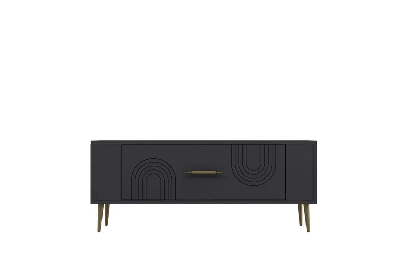 Deyric Tv-bänk 120 cm - Antracit/Guld - Möbler - TV- & Mediamöbler - TV bänk & mediabänk