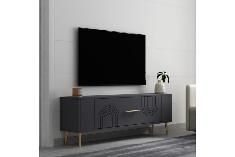 Deyric Tv-bänk 120 cm - Antracit/Guld - Möbler - TV- & Mediamöbler - TV bänk & mediabänk