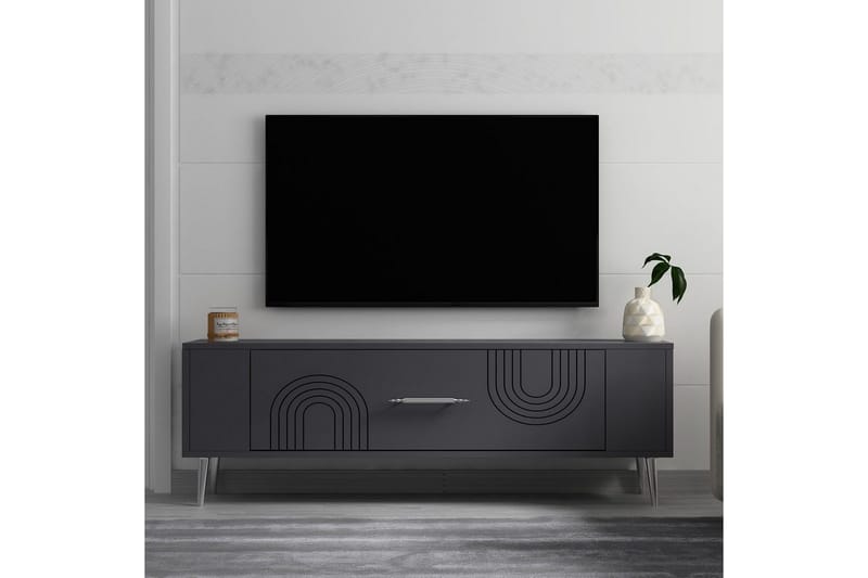 Deyric Tv-bänk 120 cm - Antracit/Silver - Möbler - TV- & Mediamöbler - TV bänk & mediabänk