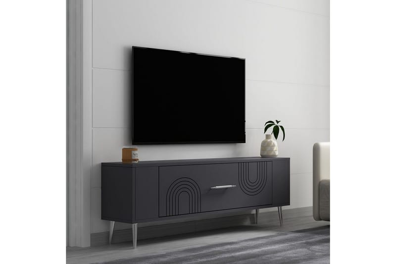 Deyric Tv-bänk 120 cm - Antracit/Silver - Möbler - TV- & Mediamöbler - TV bänk & mediabänk