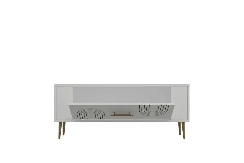 Deyric Tv-bänk 120 cm - Vit/Guld - Möbler - TV- & Mediamöbler - TV bänk & mediabänk