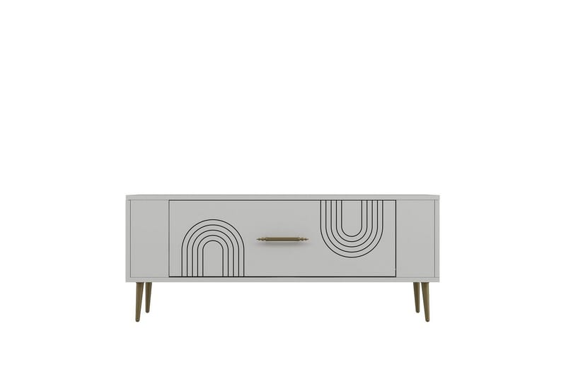 Deyric Tv-bänk 120 cm - Vit/Guld - Möbler - TV- & Mediamöbler - TV bänk & mediabänk