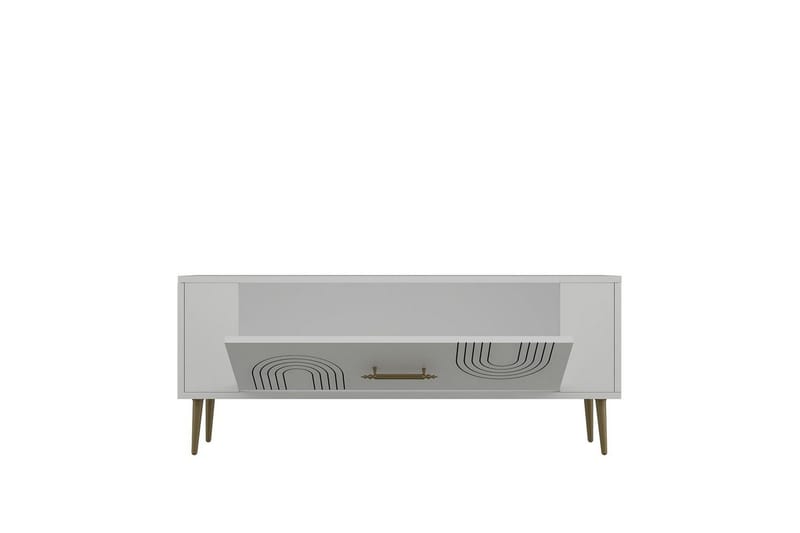 Deyric Tv-bänk 120 cm - Vit/Guld - Möbler - TV- & Mediamöbler - TV bänk & mediabänk