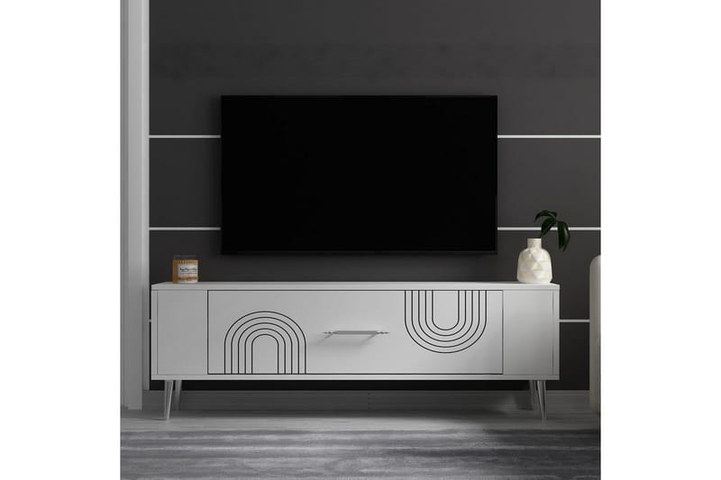 Deyric Tv-bänk 120 cm - Vit/Silver - Möbler - TV- & Mediamöbler - TV bänk & mediabänk