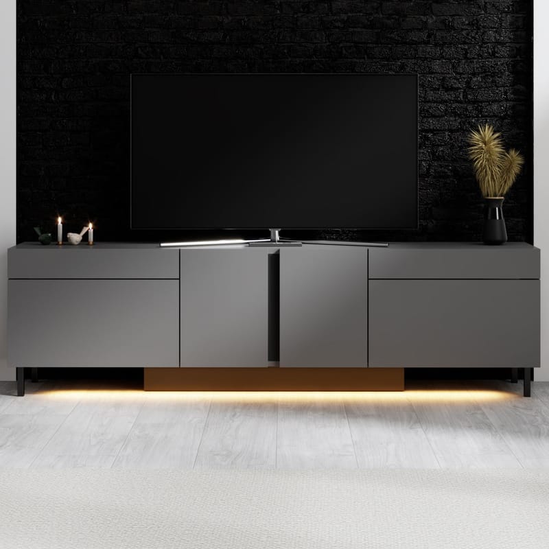 Djarhint Tv-bänk 180 cm med Förvaring i Metall - Antracit - Möbler - TV- & Mediamöbler - TV bänk & mediabänk