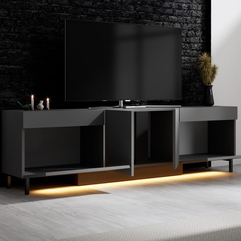 Djarhint Tv-bänk 180 cm med Förvaring i Metall - Antracit - Möbler - TV- & Mediamöbler - TV bänk & mediabänk
