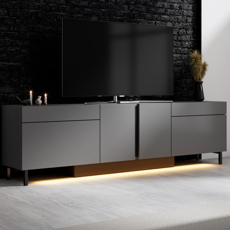 Djarhint Tv-bänk 180 cm med Förvaring i Metall - Antracit - Möbler - TV- & Mediamöbler - TV bänk & mediabänk