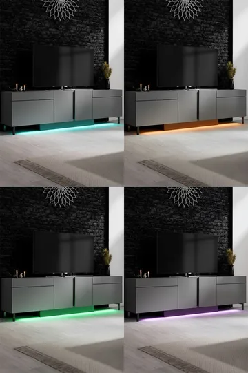 Djarhint Tv-bänk 180 cm med Förvaring i Metall - Antracit - Möbler - TV- & Mediamöbler - TV bänk & mediabänk