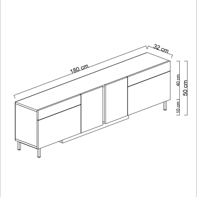 Djarhint Tv-bänk 180 cm med Förvaring i Metall - Antracit - Möbler - TV- & Mediamöbler - TV bänk & mediabänk
