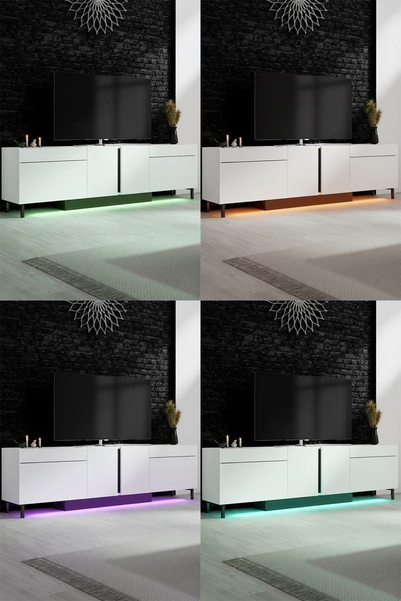 Djarhint TV-bänk 180 cm - Vit - Möbler - TV- & Mediamöbler - Mediastativ & väggfäste - Tv-stativ & Tv-väggfäste