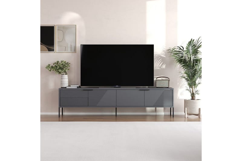 Dorellez Golvstående Tv Bänk 180 cm med Förvaring i Målat Trä - Grå - Möbler - TV- & Mediamöbler - TV bänk & mediabänk