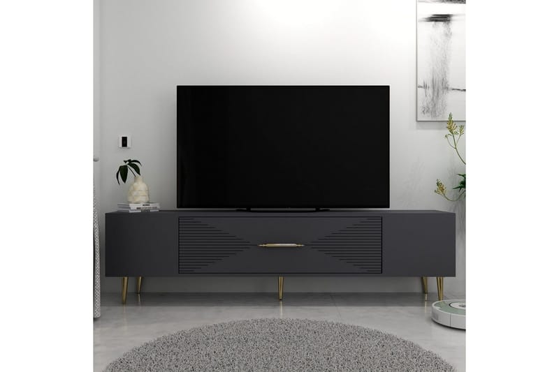 Drova Tv-bänk 150 cm - Antracit/Guld - Möbler - TV- & Mediamöbler - TV bänk & mediabänk