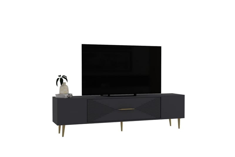Drova Tv-bänk 150 cm - Antracit/Guld - Möbler - TV- & Mediamöbler - TV bänk & mediabänk