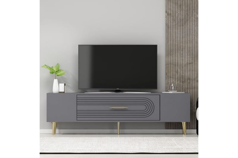 Drova Tv-bänk 150 cm - Antracit/Guld - Möbler - TV- & Mediamöbler - TV bänk & mediabänk