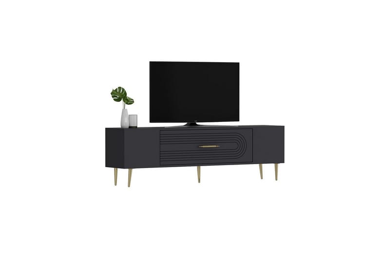 Drova Tv-bänk 150 cm - Antracit/Guld - Möbler - TV- & Mediamöbler - TV bänk & mediabänk