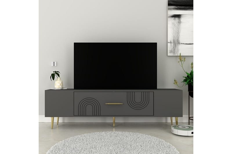 Drova Tv-bänk 150 cm - Antracit/Guld - Möbler - TV- & Mediamöbler - TV bänk & mediabänk