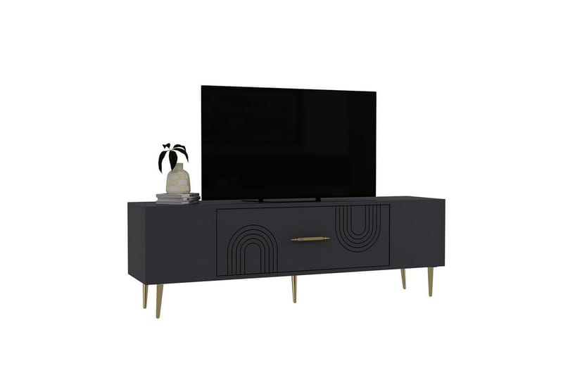 Drova Tv-bänk 150 cm - Antracit/Guld - Möbler - TV- & Mediamöbler - TV bänk & mediabänk