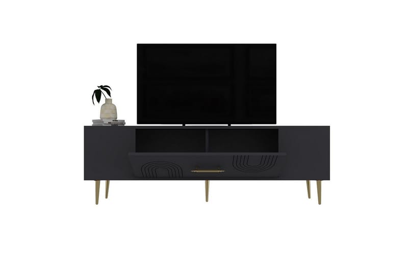 Drova Tv-bänk 150 cm - Antracit/Guld - Möbler - TV- & Mediamöbler - TV bänk & mediabänk