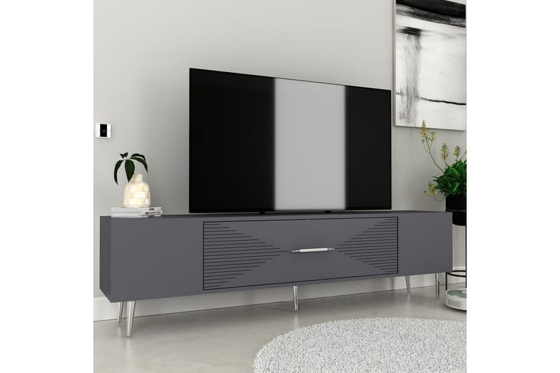 Drova Tv-bänk 150 cm - Antracit/Silver - Möbler - TV- & Mediamöbler - TV bänk & mediabänk