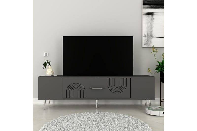Drova Tv-bänk 150 cm - Antracit/Silver - Möbler - TV- & Mediamöbler - TV bänk & mediabänk